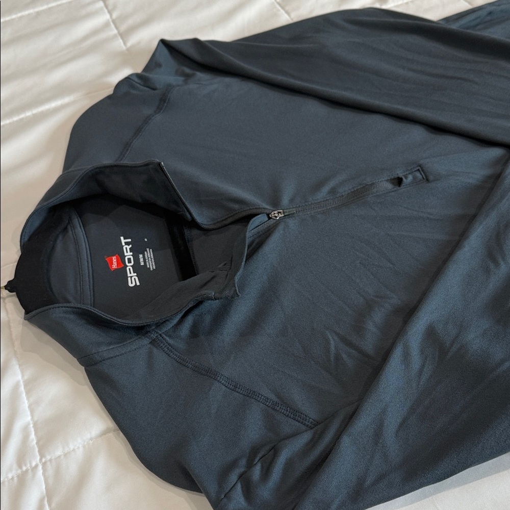 Hanes Men's Long Sleeve Shirt - Dark Gray/Blue color.